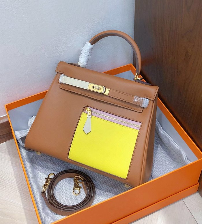 Two‑Tone Swift Calfskin Leather Bag