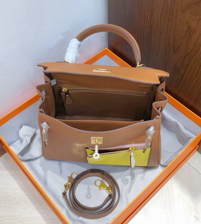 Two‑Tone Swift Calfskin Leather Bag