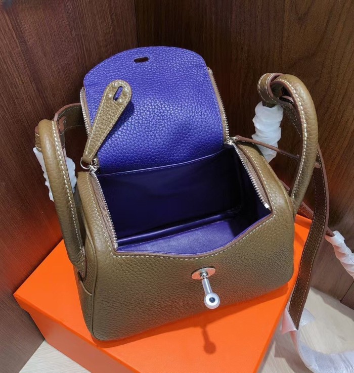 wo‑Tone Mini TC Calfskin Leather Crossbody Bag 19cm