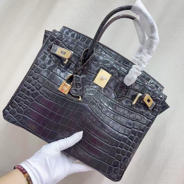 Crocodile Embossed Leather Tote Bag
