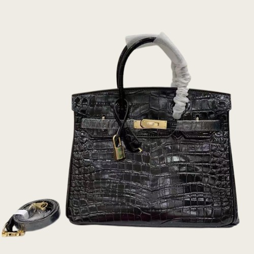 Crocodile Embossed Leather Tote Bag
