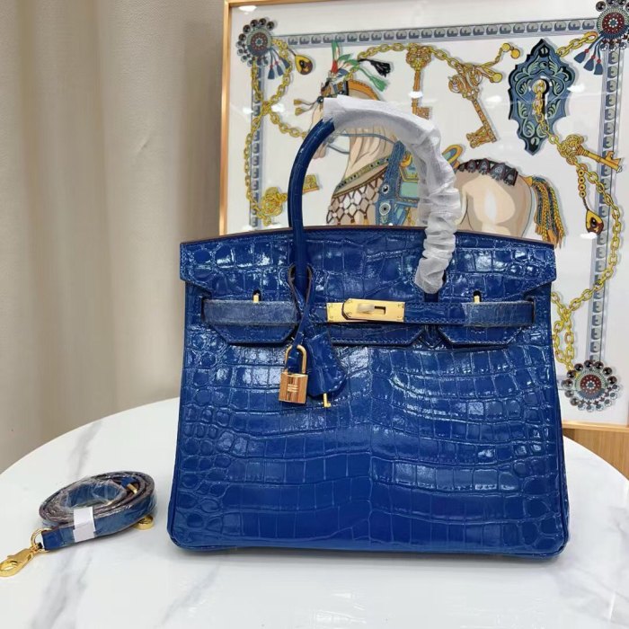 Crocodile Embossed Leather Tote Bag