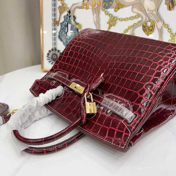 Crocodile Embossed Leather Tote Bag