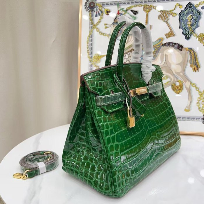 Crocodile Embossed Leather Tote Bag
