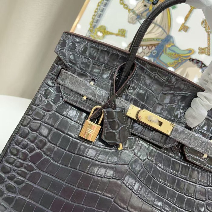 Crocodile Embossed Leather Tote Bag