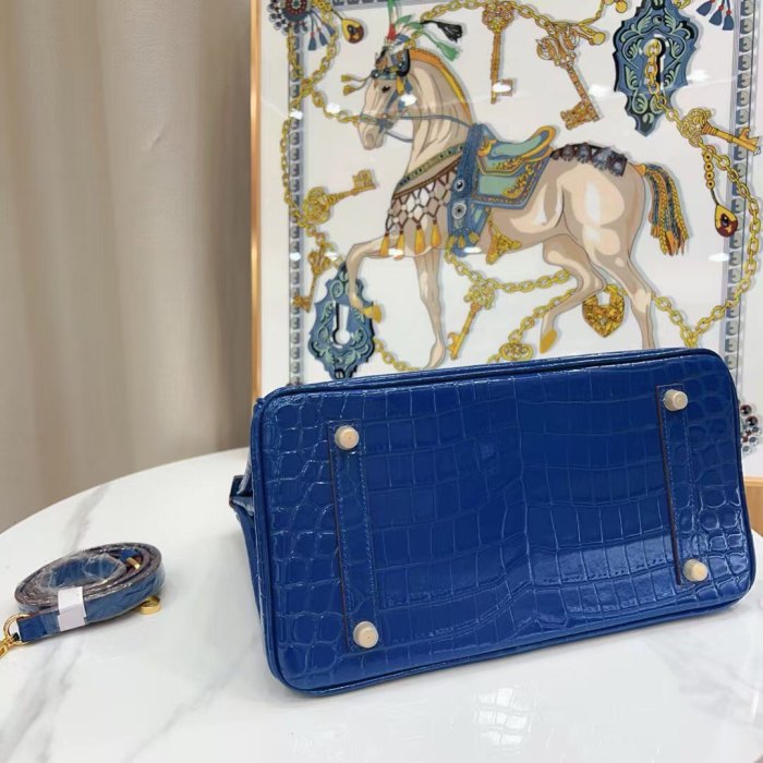 Crocodile Embossed Leather Tote Bag