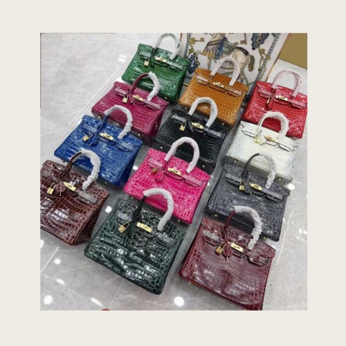 Crocodile Embossed Leather Tote Bag