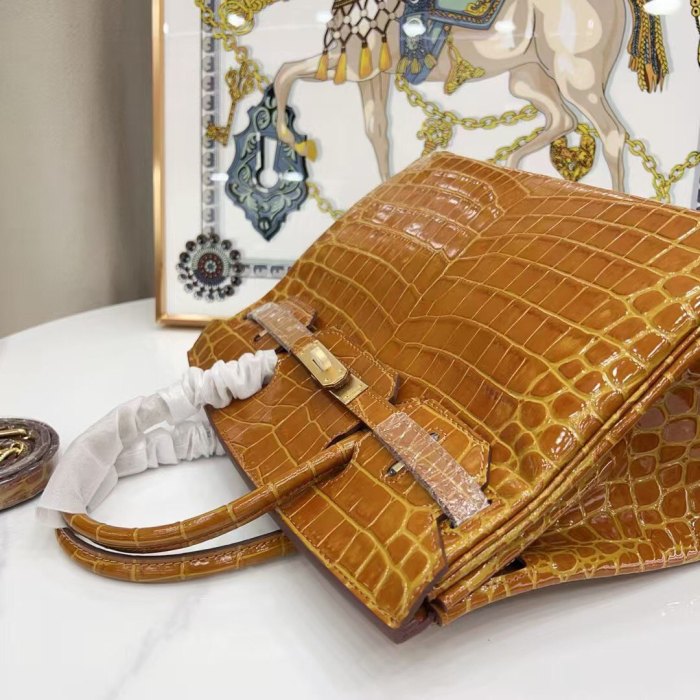 Crocodile Embossed Leather Tote Bag