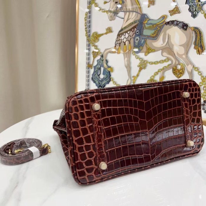 Crocodile Embossed Leather Tote Bag