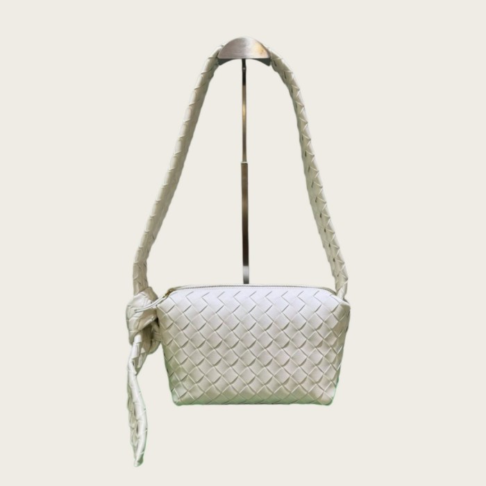 Woven Lambskin Leather Hobo Shoulder Bag