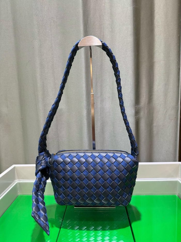 Woven Lambskin Leather Hobo Shoulder Bag