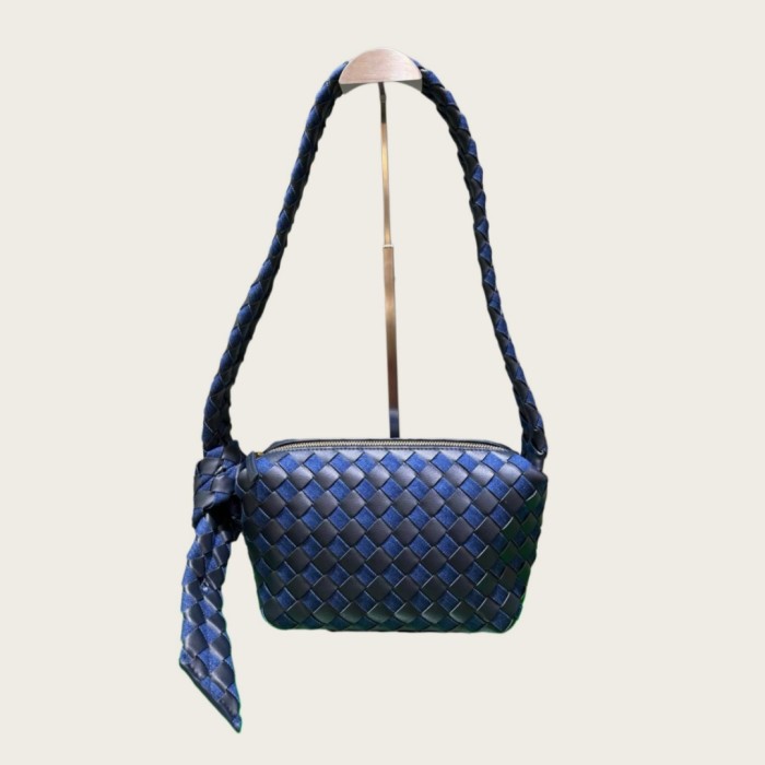 Woven Lambskin Leather Hobo Shoulder Bag