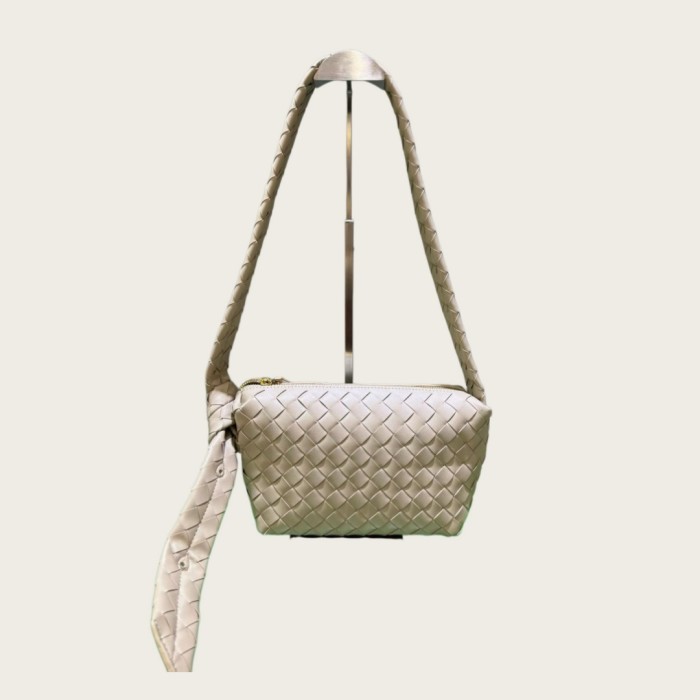 Woven Lambskin Leather Hobo Shoulder Bag