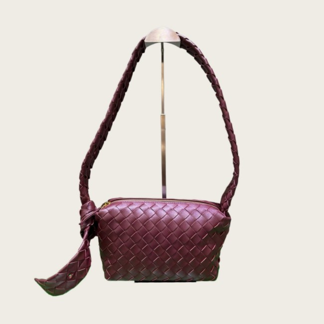 Woven Lambskin Leather Hobo Shoulder Bag