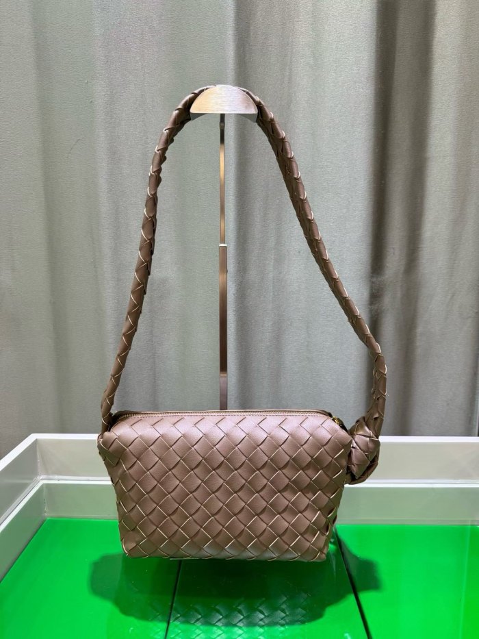 Woven Lambskin Leather Hobo Shoulder Bag