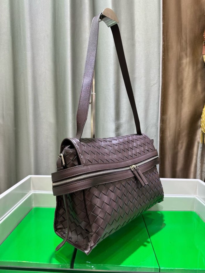 Italian‑Style Woven Leather Shoulder Crossbody Bag Large