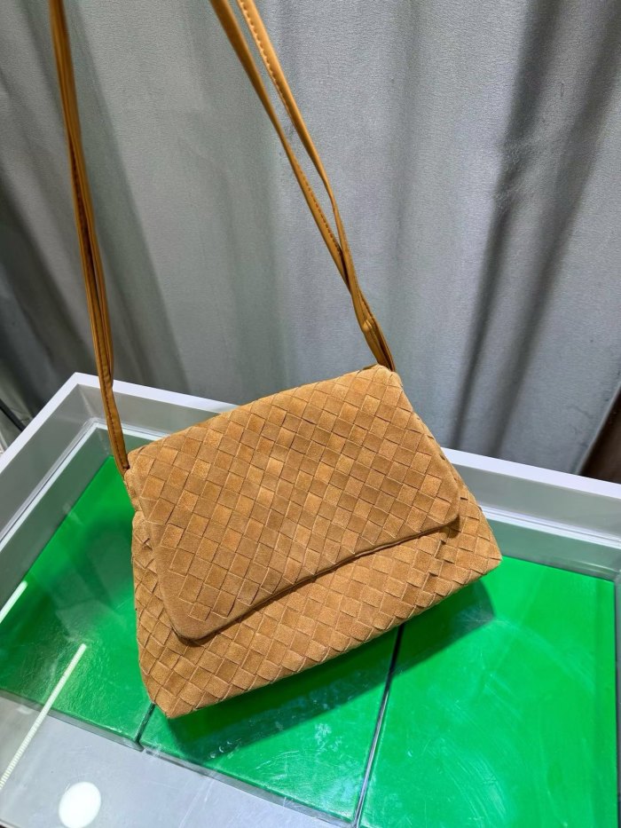 Suede Leather Flap-Drawstring Shopper Tote 