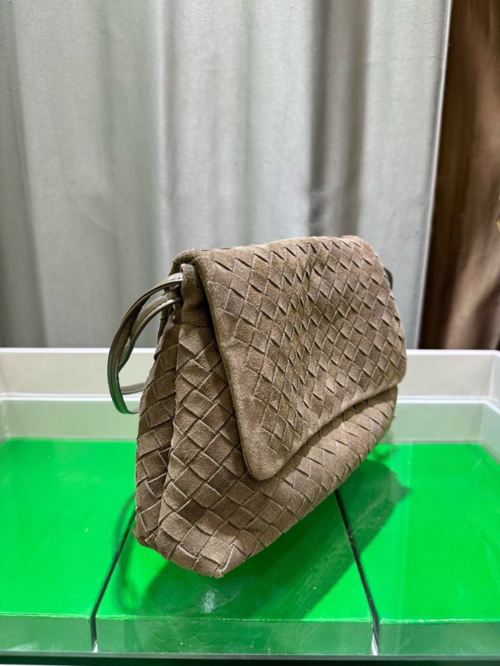 Suede Leather Flap-Drawstring Shopper Tote 