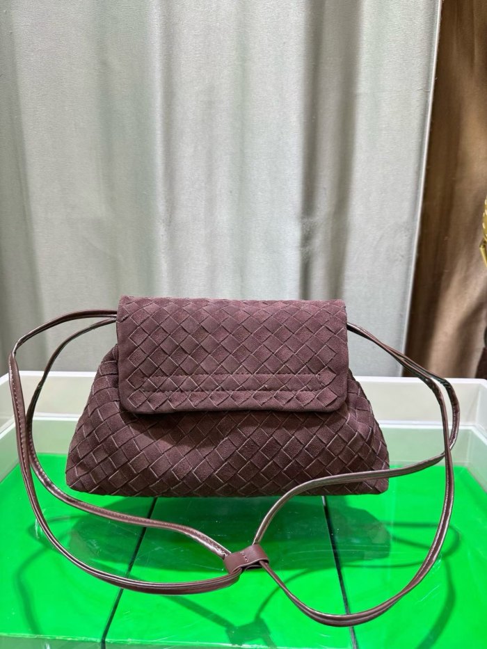 Suede Leather Flap-Drawstring Shopper Tote 