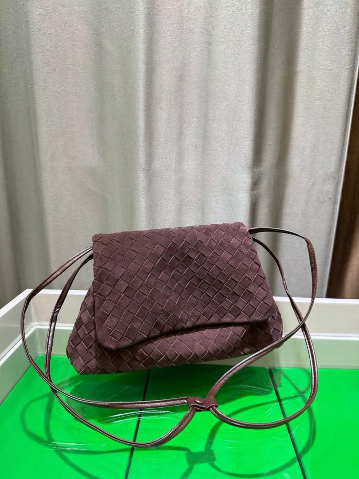 Suede Leather Flap-Drawstring Shopper Tote 
