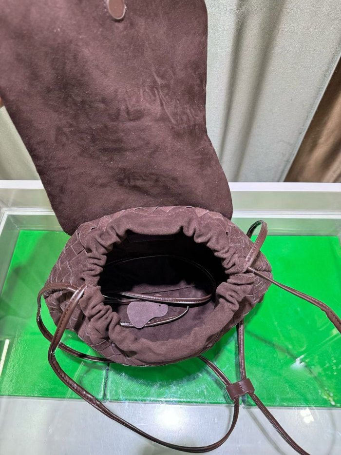 Suede Leather Flap-Drawstring Shopper Tote 