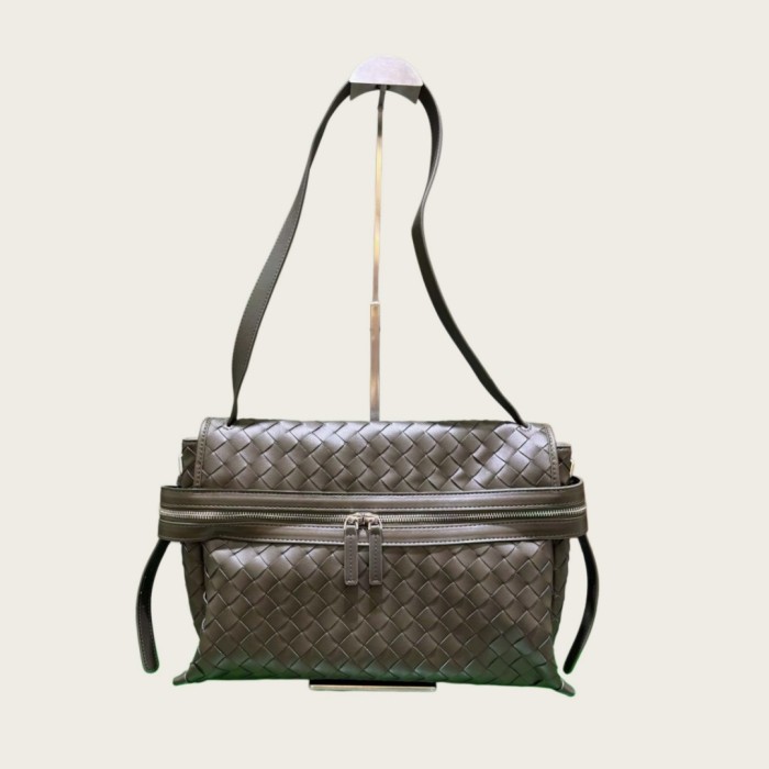 Italian‑Style Woven Leather Shoulder Crossbody Bag Large