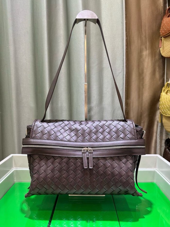 Italian‑Style Woven Leather Shoulder Crossbody Bag Large