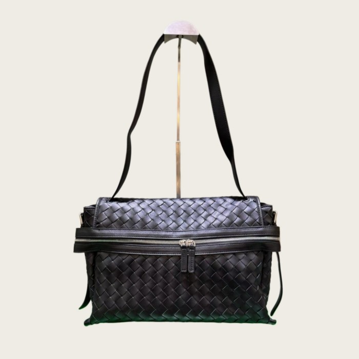 Italian‑Style Woven Leather Shoulder Crossbody Bag Large