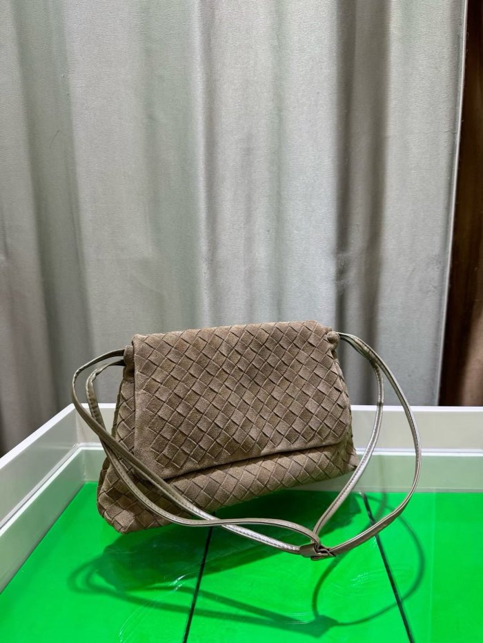 Suede Leather Flap-Drawstring Shopper Tote 