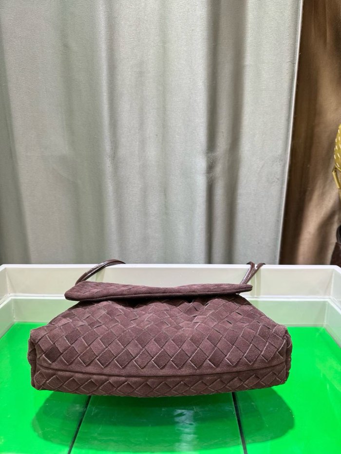 Suede Leather Flap-Drawstring Shopper Tote 