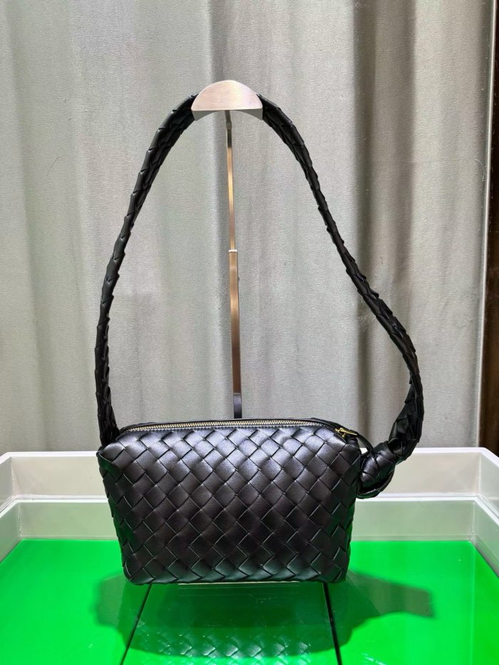 Woven Lambskin Leather Hobo Shoulder Bag