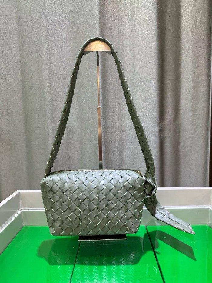Woven Lambskin Leather Hobo Shoulder Bag