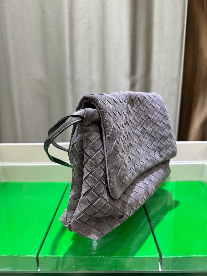 Suede Leather Flap-Drawstring Shopper Tote 