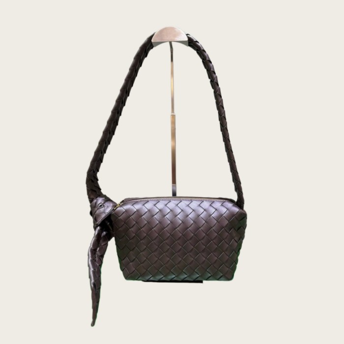 Woven Lambskin Leather Hobo Shoulder Bag