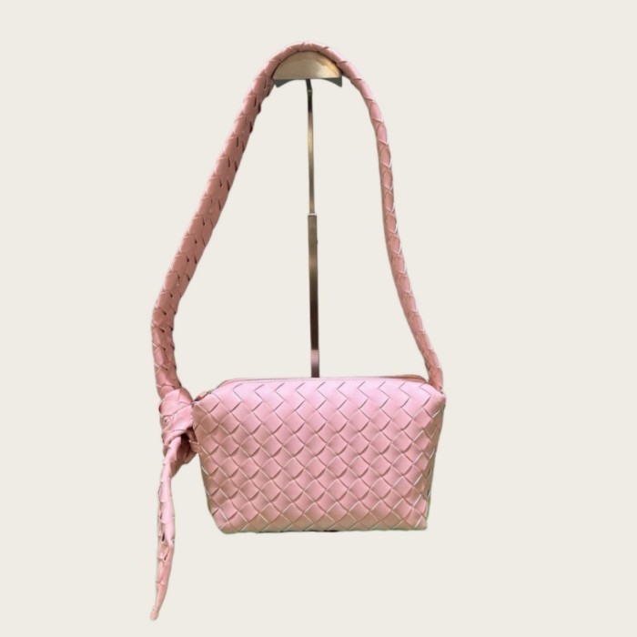 Woven Lambskin Leather Hobo Shoulder Bag
