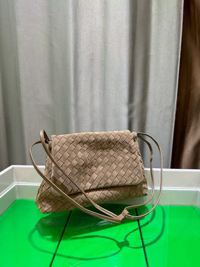 Suede Leather Flap-Drawstring Shopper Tote 