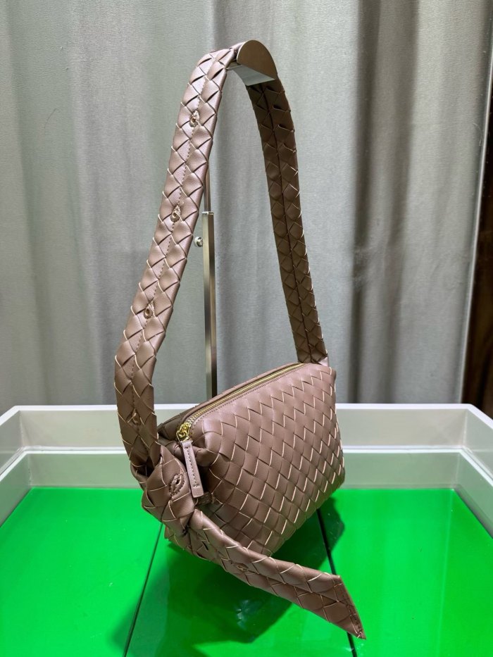 Woven Lambskin Leather Hobo Shoulder Bag