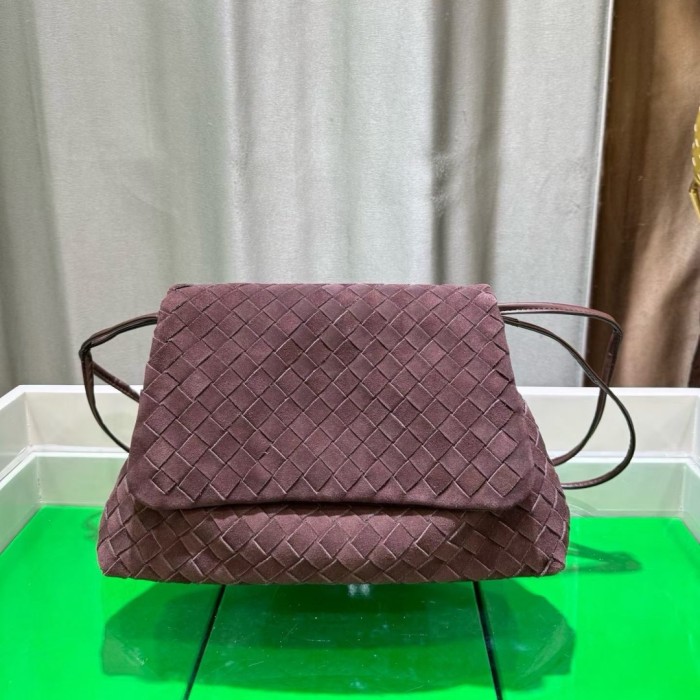 Suede Leather Flap-Drawstring Shopper Tote 