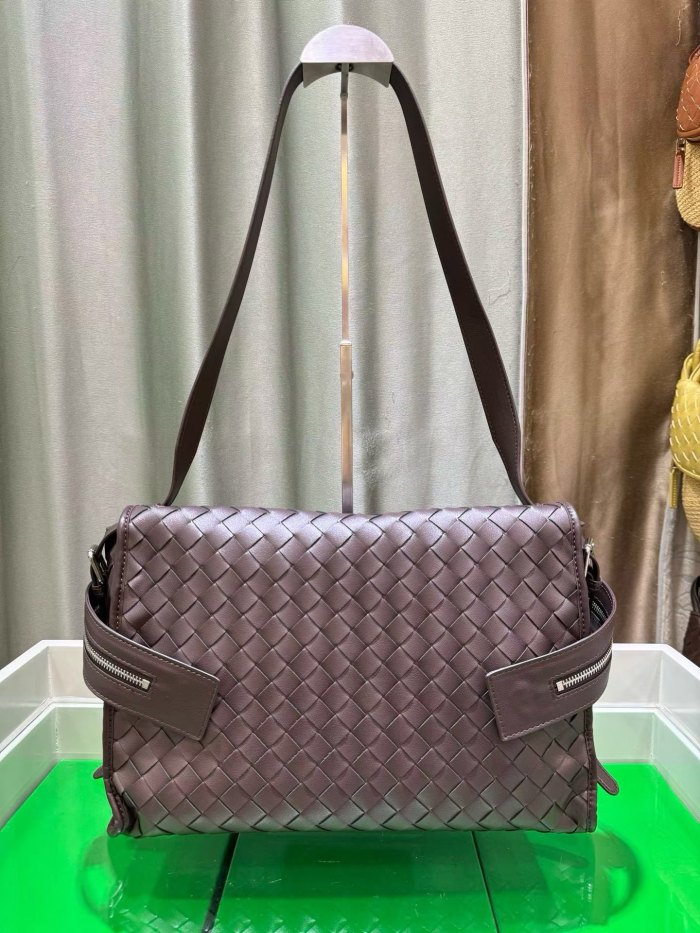 Italian‑Style Woven Leather Shoulder Crossbody Bag Large