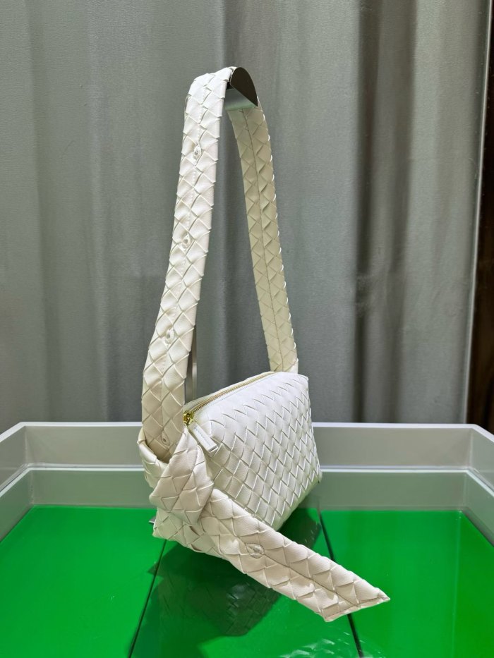 Woven Lambskin Leather Hobo Shoulder Bag