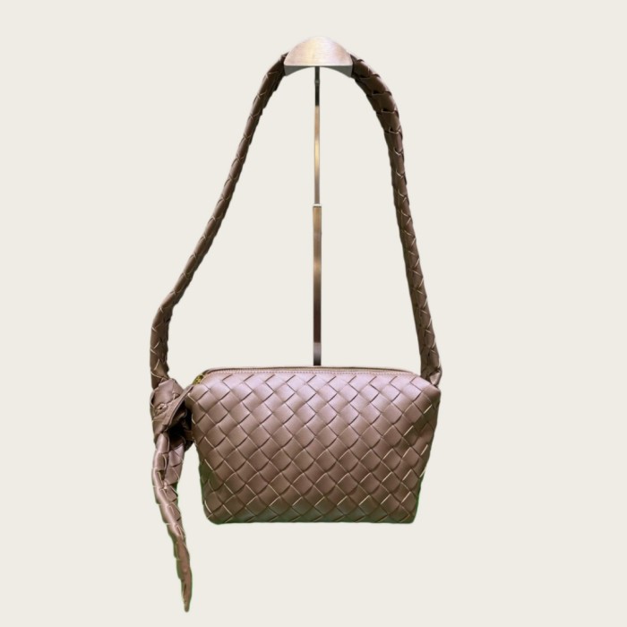 Woven Lambskin Leather Hobo Shoulder Bag