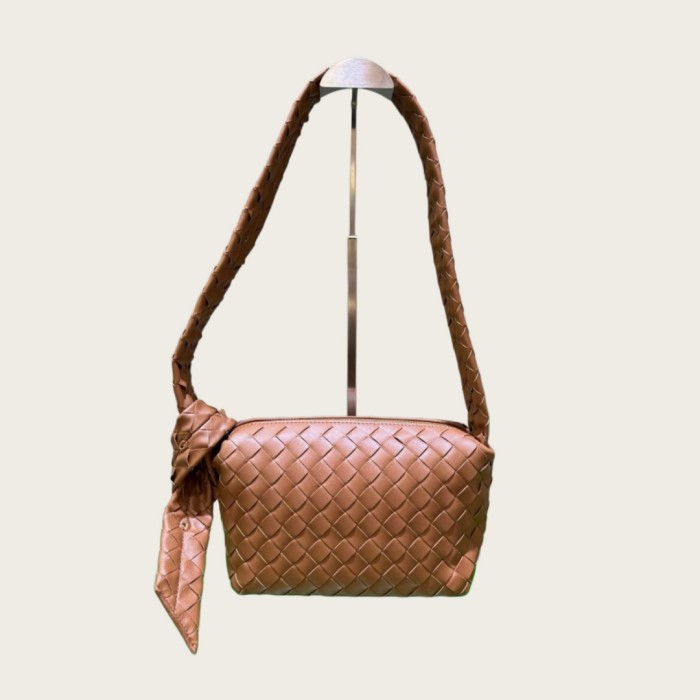 Woven Lambskin Leather Hobo Shoulder Bag