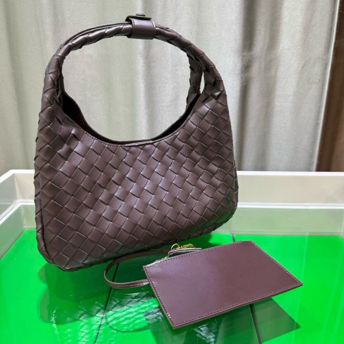 Slouchy Woven Leather Hobo Bag 
