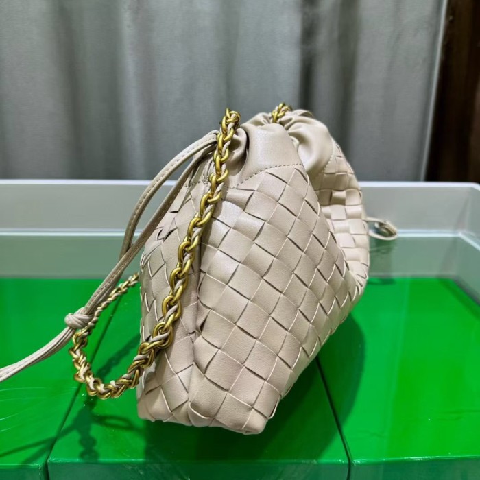 Genuine Cow Leather Woven Dust Bag on Chain