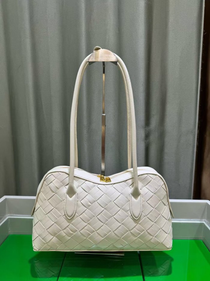 Woven Leather Runway Top Handle Bag