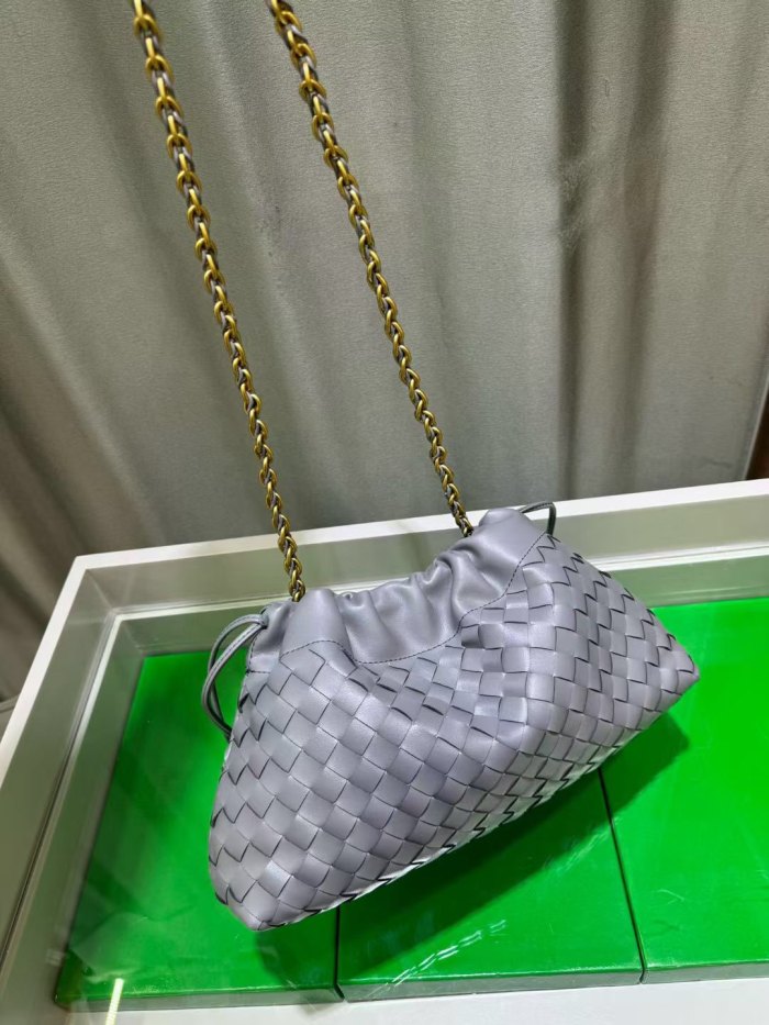 Genuine Cow Leather Woven Dust Bag on Chain