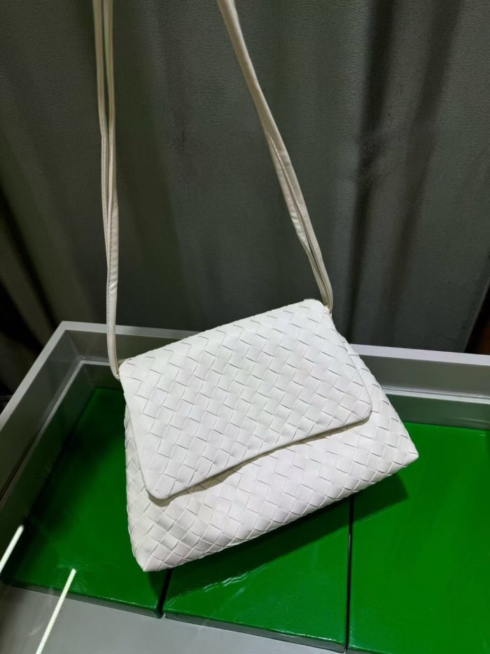 Woven Leather Messenger Bag Soft Calfskin Flap Crossbody