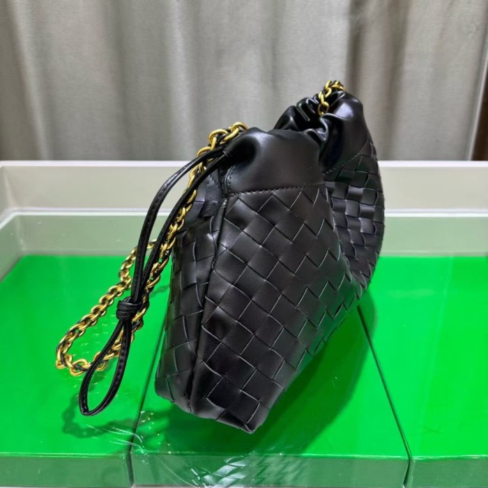 Genuine Cow Leather Woven Dust Bag on Chain