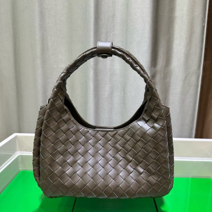 Slouchy Woven Leather Hobo Bag 