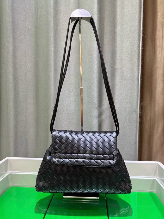 Woven Leather Messenger Bag Soft Calfskin Flap Crossbody